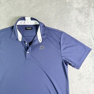 DRUIDS Performance Golf Polo Shirt Men's XL Blue Short Sleeve Collared Logo